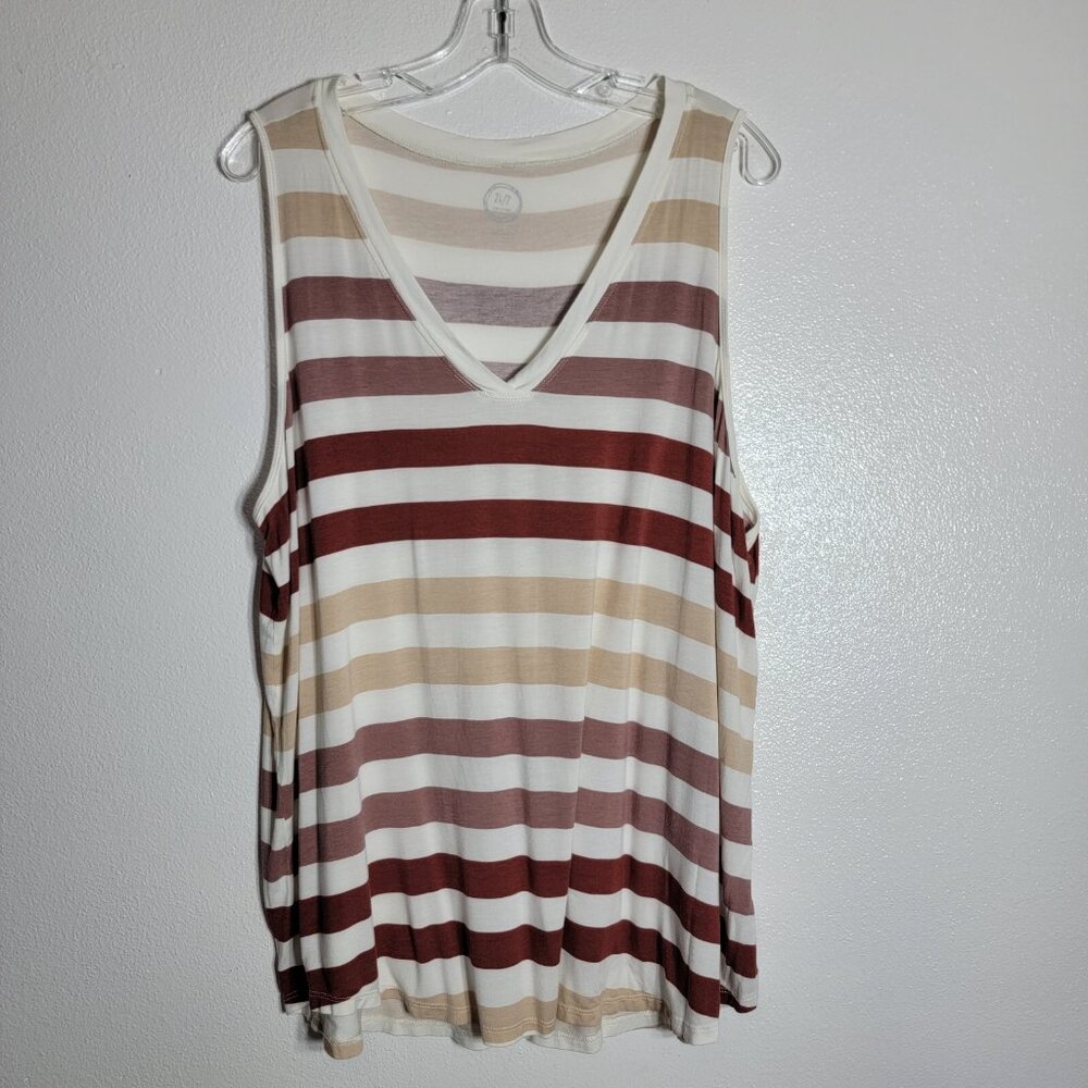 Maurices 24/7 Stripe Top Plus Size 2X Soft Rayon Blend Sleeveless Pullover